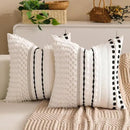 Boho Chenille Tufted Couch Throw Pillow Covers 18x18 Inch Set of 2 Farmhouse Striped Decorative Pillow Covers Accent Neutral Pillowcase Black Cushion Cover for Living Room Sofa Bed by CozyNest Decor