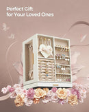 SONGMICS Jewelry Box 360° Rotating, Jewelry Storage Case with 5 Drawers, Jewelry Organizer, Glass Window, Spacious, Vertical Jewelry Storage, Open Design, Great Gift, Cloud White UJBC170W01 by TinyTreasures Baby Boutique