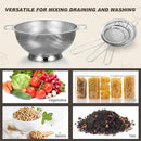 Norme 5 Quart Stainless Steel Silver Colander and 3 Pcs Silver Fine Mesh Strainer, Stainless Steel Pasta Rice Food Metal Strainer with Handles, Easy Clean and Dishwasher Safe by CozyNest Decor