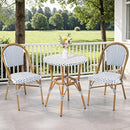 3 Piece French Wicker Bistro Set, Patio Bistro Set with Table and 2 Dining Chairs, All Weather ‎Outdoor ‎Bistro Set with Aluminum Frame, Outdoor Patio Set for Patio Porch Cafes Yard, Navy and White by GreenHaven Gardens