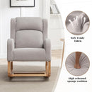 Rocking Chair Nursery, Nursing Rocking Chairs for Mom Nursery, Comfy Wingback Glider Rocking Armchair with Foot Rest and Side Pocket for Nursery Living Room Bedroom, Teddy Grey by TinyTreasures Baby Boutique