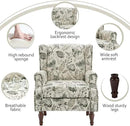 Lumibee Wingback Accent Chair,High Back Floral Armchairs in Fabric,Comfy Upholstered Reading Single Sofa Chair with Solid Wood Legs for Living Room,Bedroom,Office-Plants Beige by CozyNest Decor