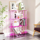 Clear Bookshelf, Acrylic Bookcase with Open Book Shelf Console Table for Entryway Office (4 Tier Pink) by CozyNest Decor