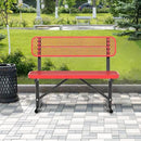 4/6/8 Feet Park Bench for Outside Heavy Duty Metal, Garden Benches Outdoor Bench with Backrest & Portable Frame, for Shopping Malls Stores Parks Patios Decks, Red by GreenHaven Gardens