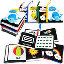 Soft Cloth Baby Book Toy 0-6 Months, Black White Baby Learning Book(Pack of 4),Touch and Feel Crinkle Book Infants 6-18 Months,Early Educational Toy 0-3 Months, Gift for Babies Infants by TinyTreasures Baby Boutique
