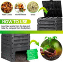 F2C Compost Bin Outdoor Composter BPA Free Material -120 Gallon (450L) Large Compost Bin Aerating Outdoor Compost Box Easy Assembling, Lightweight, Fast Creation of Fertile Soil, Black by GreenHaven Gardens