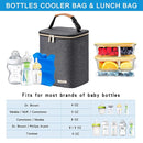 Breastmilk Cooler Bag with Ice Pack Fits 4 Baby Bottles Up to 9 Ounce, Baby Bottle Bag for Nursing Mom Daycare-Grey by TinyTreasures Baby Boutique