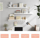 MBYD White Floating Shelves for Wall with Hooks, Nursery Book Shelves for Kids Room, 36 Inch Wall Mount Bookshelf for Living Room Bedroom Bathroom Kitchen, Hanging Picture Ledge Shelf Set of 3 by CozyNest Decor