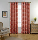 MIUCO Moroccan Embroidery Semi Sheer Curtains Faux Linen Grommet Curtain Panels for Kids Room 52 x 84 Inch 2 Panels, Rust by CozyNest Decor