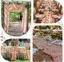 Sioloc 5 Pack Peach Coral Cheesecloth Table Runner Fall Autumn Decor for Home 10ft Table Cloth for Tea Wedding Birthday Party Baby Bridal Shower Halloween Thanksgiving by CozyNest Decor