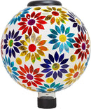 Sunnydaze 10 inch Solar Gazing Ball for Garden - Glass Outdoor Gazing Globe - Midsummer Dahlias by CozyNest Decor