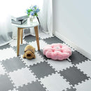 qqpp EVA Rubber 18 Tiles Interlocking Puzzle Foam Floor Mats - Baby Play Mat for Playing | Exercise Mat for Home Workout. White, Gray. QC-ALb18N by TinyTreasures Baby Boutique