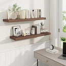 36 Inch Floating Shelves, 9.3 Inch Deep Rustic Wall Shelves - Extra Deeper Wall Mounted Storage Shelves for Bathroom, Kitchen, Living Room (Walnut, Set of 2) by CozyNest Decor