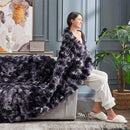 Cozy Bliss Faux Fur Throw Blanket for Couch, Fuzzy Soft Plush Thick Bubble Blanket for Sofa Bedroom Living Room,50 * 60 Inches Tie Dye Black by CozyNest Decor