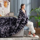 Cozy Bliss Faux Fur Throw Blanket for Couch, Fuzzy Soft Plush Thick Bubble Blanket for Sofa Bedroom Living Room, 60 * 80 Inches Tie Dye Black by CozyNest Decor