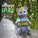 Solar Cat Figurine Garden Statues : Outside Welcome Cat Statue with Butterfly for Garden Decor and Yard Decorations - Unique Gifts for Women and Mom by GreenHaven Gardens