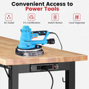 Workbench with Wheels 60 Inch Rubberwood Tabletop Garage Workbench Adjustable Height Work Bench with Pegboard, Power Outlets for Woodworking, Home, Office, Workshop by GreenHaven Gardens