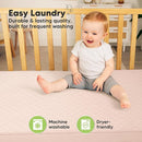 Waterproof Crib Mattress Protector Cover Fitted - 2-Pack Quiet Baby Crib Mattress Pad Sheets, 52" x 28" Soft Quilted Cotton Baby Sheet, Machine Washable, Easy Fit, Durable (Mist Rose/Mavy) by TinyTreasures Baby Boutique