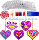 AUEKIV 30 Sets Valentine's Heart Suncatchers Craft DIY Kit Window Paint Art Suncatchers Valentine's Day Heart Sun Catcher Art Crafts Supplies for Valentine Gift Exchange Classroom Activities by GreenHaven Gardens
