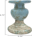 Creative Co-Op Large Distressed Blue Terracotta Pillar Candle Holder by CozyNest Decor