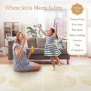 PopsyKosy Super 1 Inch Thick Premium Quality Exercise & Baby Foam Play Mats - Expandable & Large Non-Toxic Odorless Floor Mat - 6 Tiles Spacious 6x4ft - Peel-Resistant - Ecru Linen by TinyTreasures Baby Boutique