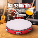 Flexzion Wooden Round Tambourine for Kids and Adults 8" Inch Single Row 8 Pair Jingles, Red Handheld Percussion Instrument for Beginner and Professional Tambourine Player by TinyTreasures Baby Boutique
