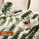L'AGRATY Chunky Knit Blanket Throw: 60''x80'' Chenille Chunky Knitted Throw Blankets for Twin Bed Couch - Handmade Thick Cable Knit Blanket - Large Crochet Rope Blankets for Home Decor by CozyNest Decor