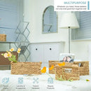 VATIMA Hyacinth Wicker Basket Set 3 size - Rectangular, Wooden Handles, Shelf Organizer, Natural Bins by CozyNest Decor