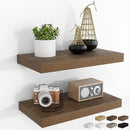 RICHFOCUS 16Inch Floating Shelves for Wall 2 Pack Shelves for Bedroom|Kitchen|Bathroom Wall Mounted Rustic Wood Floating Shelf with Invisible Brackets for Books|Storage|Decor, Walnut by CozyNest Decor