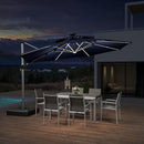 PURPLE LEAF 12ft Solar powered LED Patio Umbrella Outdoor Round Umbrella Large Cantilever Umbrellas with LED lights Windproof Offset Umbrellas Sun Umbrella for Garden Deck Pool Patio, Navy Blue by GreenHaven Gardens
