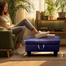 Ottoman Rectangular Storage Ottoman Bench, Faux Leather Footrest, Coffee Table, Stool Footstool with Hinged Lid for Living Room, Bedroom, Entryway, Blue, 28.5"x19"x17.5" by CozyNest Decor