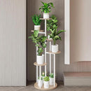 Plant Stand Indoor 6 Tier 9 Potted Multiple Flower Pot Holder for Patio Garden Balcony Living Room Corner (6 Tier White+Sonoma Oak) by GreenHaven Gardens