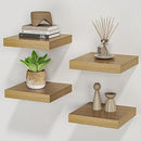 Square Floating Shelves for Wall, 8" W x 8" D x 1.2" H, Small Wooden Wall Mounted Display Shelves with Invisible Brackets for Living Room, Bedroom, Bathroom, Kitchen Decor, Set of 4, Oak by CozyNest Decor