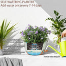2 Pack 12 Inch Large Hanging Planters with Chains Self Watering Green Brown Plastic Hanging Pots for Indoor Outdoor Plants, Garden Porch Home Decor，Green Brown