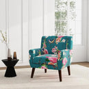 UIXE Floral Accent Chair, Modern Upholstered Armchair in Fabric for Living Room, Comfy Club Arm Chairs Single Sofa Button Tufted Bedroom Reading Seat - Pattern Blue, Set of 1 by CozyNest Decor