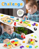 Yetonamr Wooden Toddler Puzzles Gifts Toys for 1 2 3 Years Old Boys Girls, 4 Vehicle Shape Montessori Toy Educational Blocks Kids Toys Gift Baby Learning Toy Age 1-3, 2-4 by TinyTreasures Baby Boutique
