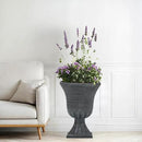 22" Timeless Urn Planters for Outdoor Plants, Set of 2 Plastic Large Flower Pot with Handmade Washed Black Finish, Weather-Resistant for Porch, Garden, Patio or Indoor Use by CozyNest Decor