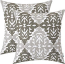 HWY 50 Gray Grey Decorative Throw Pillow Covers 18x18 Inch, Pack of 2 Embroidered Cotton Farmhouse Cushion Cover Pillow Case for Sofa Couch Living Room Bed Bedroon, Accent Geometric by CozyNest Decor