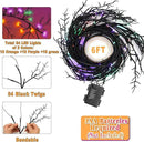 [ Timer & 8 Modes ] 6 Ft 54LED Halloween Willow Vine Twig Decor Branches Garland Decorations Orange ＆ Purple ＆ Green Lights -Battery Operated Garland for Indoor Wall Fireplace Halloween Decorations by CozyNest Decor