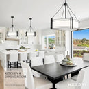 20.4''Drum Chandelier,5-Light Fabric Modern Chandeliers,Black Farmhouse Round Pendant Light Fixture for Dining Room Kitchen Island Living Room Bedroom Hallway by CozyNest Decor