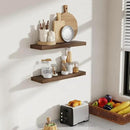 24 Inch Floating Shelves, 8 Inch Deep Floating Shelves for Wall, Hanging Shelf with Invisible Brackets, Deep Shelves for Bathroom, Bedroom, Living Room, Walnut, Set of 2 by CozyNest Decor