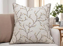 VAGMINE Embroidered Pussy Willow Throw Pillow Cover - 20x20 Inches Square - 100% Linen Natural Throw Pillowcase - Elegant Neutral Floral Design - Minimalist Rustic Home Accent for Sofa, Bed, Lounge by CozyNest Decor