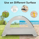 WhiteFang Beach Tent Anti-UV Portable Sun Shade Shelter for 3/4/6/8 Person, Extendable Floor with 3 Ventilating Mesh Windows Plus Carrying Bag, Stakes and Guy Lines by TinyTreasures Baby Boutique