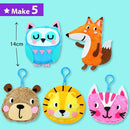 KRAFUN My First Sewing Animal for Kids, Beginner Art & Craft, 5 Easy Activities Stuffed Animal Dolls, Keyring Charms, Instructions & Felt Materials for Learn to Sew, Embroidery by TinyTreasures Baby Boutique