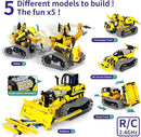 5 in 1 STEM Robot Toy Building Kit, 452 PCS Blocks App & Remote Control Engineering Toys Robotics for Kids Ages 8-12, RC Bulldozer Erector Sets for Boys Girls 6 7 9 10 11 13 14+ Birthday Gifts by TinyTreasures Baby Boutique