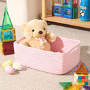Small Storage Baskets for Organizing | Closet Organizer Bins | Shelf Toy Basket | Woven Rope Baskets | Cube Decorative Box | Shallow Basket | 13x8.5x5.1” | 3 Packs Pink by TinyTreasures Baby Boutique