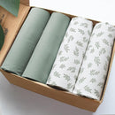 Crib Sheets 4 Pack for Baby Boys & Girls, Neutral Crib Sheet Fitted 52'' x 28'' for Standard Crib & Toddler Mattress, Ultra Soft Material Baby Sheet, Aqua Leaf by TinyTreasures Baby Boutique