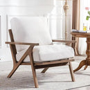HNY Mid Century Modern Accent Chairs Set of 2, Farmhouse Linen Upholstered Armchair for Living Room, Bedroom, 23'' Seat Wide Retro Leisure Reading Chair Slipper Chair with Wood Frame, White by CozyNest Decor