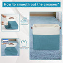 Large Fabric Storage Baskets | 50L Storage Bins, Decorative Linen Closet Baskets with Handles for Organizing, Shelf, Toys, Clothes, Home, Office, Nursery, 17x12x15Inches (Teal&White) by CozyNest Decor