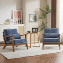 Karl home Accent Chair Wide Armrest Mid-Century Lounge Chair Chenille Armchair with Lumbar Pillow & Solid Wood Frame for Living Room, Bedroom, Balcony, Dusty-Blue by CozyNest Decor